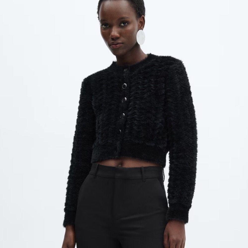 Mango - Black Faux Fur Mini Jacket